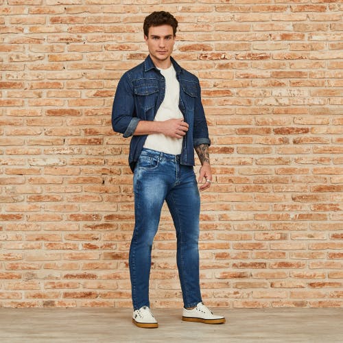 Calça skinny masculina latreille jeans 